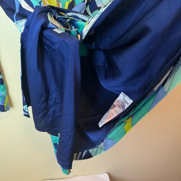 Marciano Wrap Dress Print Chain Rivets Rings Tie Belt Sexy Draped Lightweight M - Picture 4 of 16